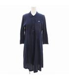 ラコステ LACOSTE ポロワンピース ロゴ刺繍 七分袖 ひざ丈 36 紺 ネイビー /FF