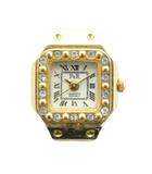  ピーアンドアール P&R ジャンク品 指輪型時計 リングウォッチ ゴールドカラー ラインストーン /GV