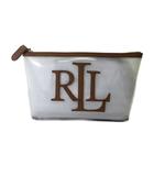 タグ付き マルチポーチ ロゴ フェイクレザー ブラウン 茶