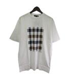 アクアスキュータム AQUASCUTUM タグ付き Tシャツ カットソー 半袖 チェックプリント 白 ホワイト LL