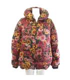 ダウンジャケット 花柄 ジップアップ ボリュームカラー ピンク M