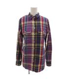 ローレンラルフローレン LAUREN RALPH LAUREN シャツ ブラウス 長袖 S 紫 パープル チェック エルボーパッチ /FF