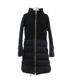 ヘルノ HERNO ロングダウンジャケット ダウンコート ウール切替 黒 ブラック 40 S位