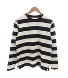 Tシャツ カットソー ロンT 長袖 S 白 ホワイト 紺 ネイビー ボーダー /FF