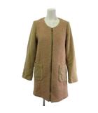 カージュ Khaju ノーカラーコート 異素材 ジップアップ ベージュ 36