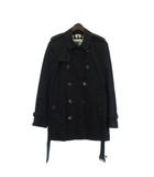 バーバリー BURBERRY 美品 THE KENSINGTON トレンチコート ショート 英国製 イングランド製 裏地ノバチェック 黒 ブラック 46 M位