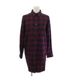 ラコステ LACOSTE ネルシャツ ロング丈 長袖 レッド ネイビー 36