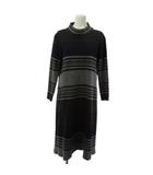 ヒロココシノ HIROKO KOSHINO ワンピース ひざ丈 ニット ボーダー 長袖 グレー ネイビー 38