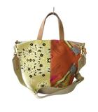 マニプリ manipuri ハンドバッグ ショルダーバッグ キャンバス 2WAY バンダナ柄 オレンジ イエロー