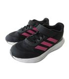 アディダス adidas コアファイト 3.0 伸縮レース トップストラップ スニーカー シューズ 17.5cm 黒 ブラック ピンク