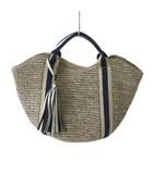 ヴィオラドーロ VIOLA d'ORO バスケット かごバッグ ハンドバッグ タッセル ベージュ