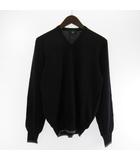 ニット Vネック セーター ウール プルオーバー 黒 ブラック S