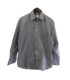 シャツ 長袖 コットン 千鳥格子 ネイビー 紺 S