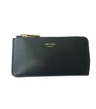 ジミーチュウ JIMMY CHOO カードケース コインケース レザー L字ファスナー グリーン ベージュ