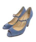 ペリーコ PELLICO パンプス スエード オープントゥ ストラップ 38.5 ブルー ■TC