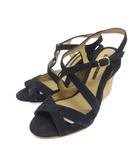 ペリーコ PELLICO サンダル ウエッジソール ジュート ストラップ スエード 37 紺 ネイビー ■TC