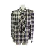 ジュンアシダ jun ashida シャツ ブラウス シルク100 チェック ストール付き グレー 11