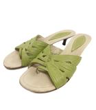 コールハーン COLE HAAN サンダル ミュール トング カットワークレザー ローヒール 6 緑 グリーン ■TC