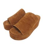 ジェイ&エムデヴィッドソン J&M Davidson サンダル ミュール スエード ウエッジソール 厚底 37 茶 ブラウン ■TC