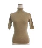 ビアンカ BIANCA ニット カットソー タートルネック リブ 半袖 38 ベージュ ■TC