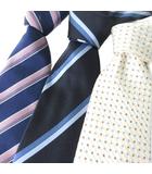 ネクタイ シルク 3本セット レジメンタル 総柄 ベージュ ネイビー ブラック