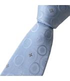 モノグラム サークル柄 ネクタイ シルク ブルー
