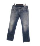 LOWKY デニム パンツ ジーンズ ダメージ加工 ローライズ W25 青 ブルー ■TC