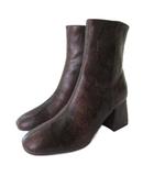 ビーミングバイビームス B:MING LIFE STORE by BEAMS パイソン型押し ショートブーツ チャンキーヒール ブラウン 茶 22.5cm