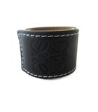 ロエベ LOEWE レザー ブレスレット アナグラム エンボス 黒 ブラック