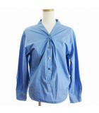 チノ CINOH カットソー シャツ 長袖 ハーフボタン コットン 無地 青 ブルー 36