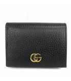 グッチ GUCCI 美品 GGマーモント 財布 二つ折り レザー ロゴ 456126 黒 ブラック ウォレット