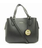 フルラ FURLA 美品 24年製 ミネルヴァ 2WAY ショルダーバッグ ハンド ロゴ チャーム レザー 黒 ブラック 鞄