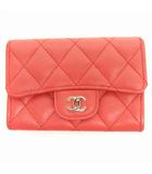 シャネル CHANEL マトラッセ キャビアスキン カードケース 名刺入れ キルティング ココマーク レザー ピンク 小物 ☆AA★