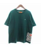 ユニバーサルオーバーオール UNIVERSAL OVERALL タグ付き Tシャツ カットソー 半袖 コットン ロゴ刺繍 緑 グリーン L