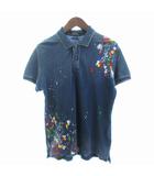 ポロ ラルフローレン POLO RALPH LAUREN ポロシャツ カットソー 半袖 ペイント加工 ロゴ刺繍 青 ブルー