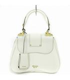 プラダ PRADA シドニー ハンドバッグ フラップ サフィアーノレザー ロゴ プレート 白 ホワイト 鞄 ☆AA★