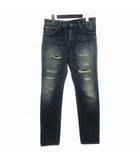 デニム パンツ ジーンズ ジップフライ 11959 ダメージ加工 インディゴ 青 ブルー M