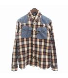ジースターロウ G-Star RAW チェックシャツ 長袖 デニム 切替 ロゴ刺繍 コットン マルチカラー S