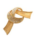  SABLES ピン ブローチ リボンモチーフ ラインストーン ゴールドカラー