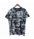 ディーゼル DIESEL Tシャツ カットソー 半袖 アートグラフィックデザイン プリント コットン 総柄 黒 ブラック S