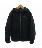 ジャンパー ジャケット パーカー リバーシブル ロゴ 総柄 無地 ジップアップ フード付き 8 130cm 黒 ブラック 緑 グリーン