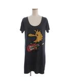 × THEATER8 WoodSTOCK Tシャツ カットソー 半袖 ロング丈 プリント コットン 0192CT16 グレー F