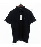 エドウィン EDWIN GOLF タグ付き COOL ポロシャツ カットソー 半袖 ボタンダウン 鹿の子 ポケット ワンポイント 黒 ブラック M