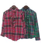 2点セット まとめ チェック シャツ ブラウス 緑 グリーン系 ピンク系 10 16 ☆AA★