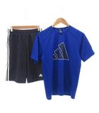 アディダス adidas セットアップ Tシャツ ショートパンツ ロゴ 160 青 ブルー 紺 ネイビー /JS ■FF