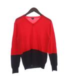 ピーエスポールスミス PS Paul Smith ニットソー カットソー 長袖 薄手 バイカラー ウール PP-E9-71868 赤 レッド 紫 パープル M