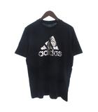 アディダス adidas タグ付き Tシャツ カットソー 半袖 コットン プリント HE4789 黒 ブラック 0 ■GY99