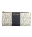 マイケルコース MICHAEL KORS 長財布 L字ファスナー MKロゴ 白 紺 ホワイト ネイビー ウォレット ■GY99
