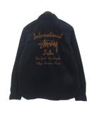 ステューシー STUSSY ワークシャツ 刺繍 バックロゴ 長袖 紺 ネイビー S