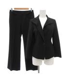 インディヴィ INDIVI スーツ セットアップ ジャケット パンツ シングル ストライプ 36 38 黒 ブラック 白 ホワイト /GV